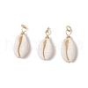 Natural Cowrie Shell Pendants PALLOY-JF03712-02-1