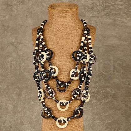 Bohemian Style Natural Coconut Beaded 3 Layer Necklaces for Women FS-WGFADBE-08-1
