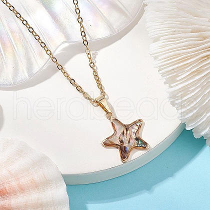 Natural Paua Shell Pendant Necklaces NJEW-JN05141-08-1