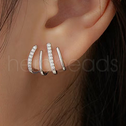 S925 Sterling Silver Four-Claw Stud Earrings ES6250-2-1