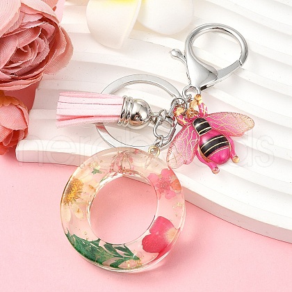Resin & Acrylic & Faux Suede Tassel Keychain KEYC-YW00125-15-1