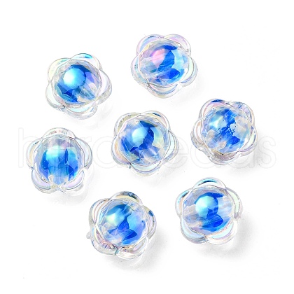 UV Plating Rainbow Iridescent Acrylic Beads OACR-A014-03E-1