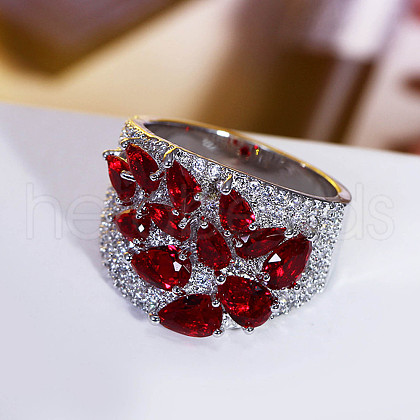 Brass Micro Pave Cubic Zirconia Finger Rings FS-WG4D6DE-06-1