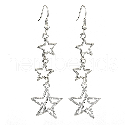 Alloy Hollow Star Dangle Earrings for Women EJEW-TA00334-1