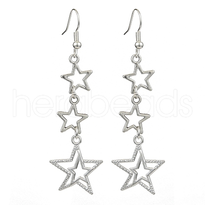 Alloy Hollow Star Dangle Earrings for Women EJEW-TA00334-1