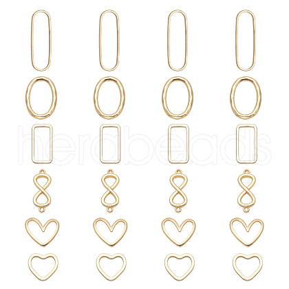 CHGCRAFT 24Pcs 6 Styles Brass Linking Rings KK-CA0001-42G-1