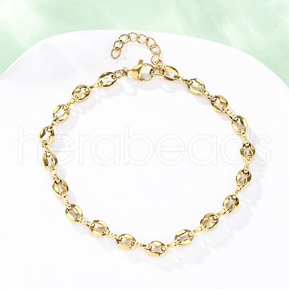 304 Stainless Steel Coffee Bean Chain Bracelets for Women BJEW-C094-11G-1