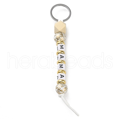 Mother's Day Wood and Plastic Beads Keychain Decorationes KEYC-B016-01-1