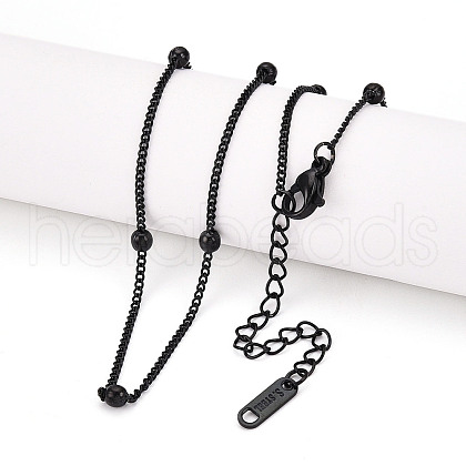 Ion Plating(IP) 304 Stainless Steel Satellite Chain Necklace for Men Women NJEW-E076-01EB-1