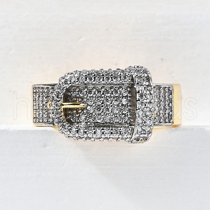 Brass Micro Pave Cubic Zirconia Cuff Rings RJEW-D313-06PG-1