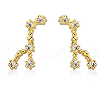 Cubic Zirconia Constellation Stud Earrings EJEW-P231-90G-07-1