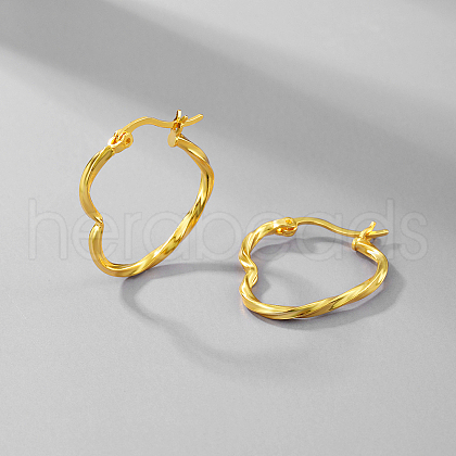 Simple and Elegant S925 Sterling Silver Twisted Heart Hoop Earrings YQ1236-1