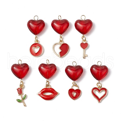 Glass & Alloy Enamel Pendants PALLOY-JF03437-1