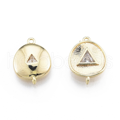 Brass Pave Clear Glass Connector Charms KK-C006-08G-1