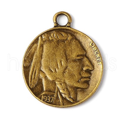 Tibetan Style Alloy Coin Pendants TIBEP-GC001-AB-NR-1