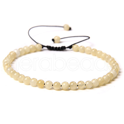 Adjustable Women's Yellow Jade Beaded Bracelet CN3407-27-1
