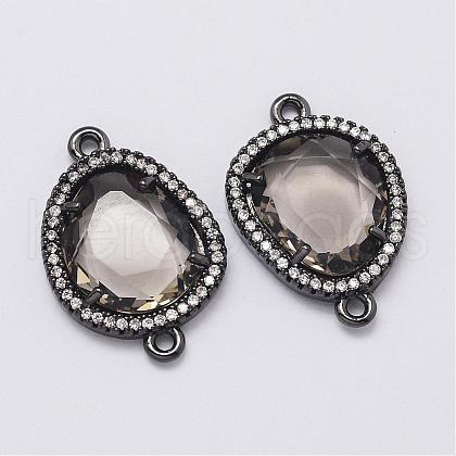 Brass Micro Pave Cubic Zirconia Links ZIRC-F045-13B-A-RS-1