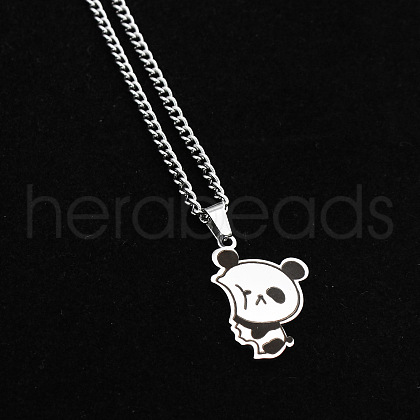 Panda 201 Stainless Steel Pendant Necklaces for Best Friends FS-WG26A2C-02-1