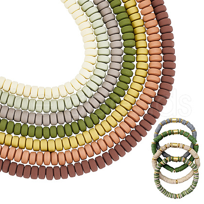 ARRICRAFT 7 Strands 7 Colors Handmade Polymer Clay Beads Strands CLAY-AR0001-34-1