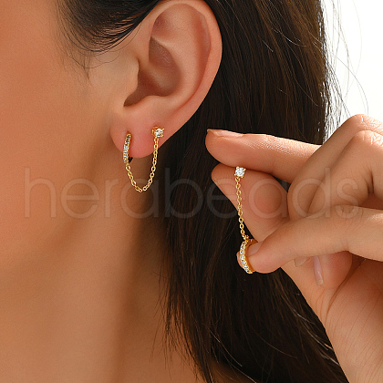 Minimalist S925 Sterling Silver Clear Cubic Zirconia Stud Earrings BN8551-1