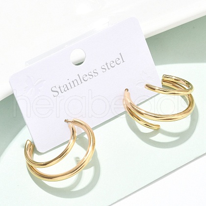 304 Stainless Steel Triple Stud Earrings EJEW-Z098-16G-1