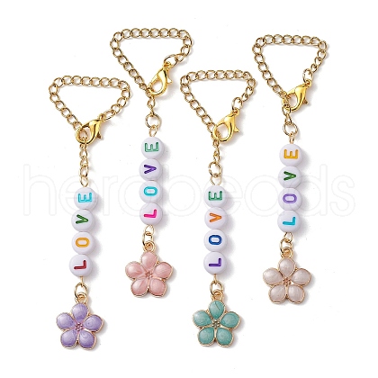 Valentine's Day Alloy Enamel & Acrylic Pendant Decorations HJEW-JM01837-S-1
