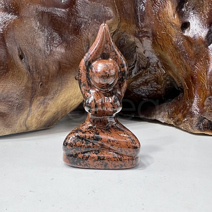 Natural Mahogany Obsidian Carved Healing Yoga Goddess Figurines PW-WG59957-03-1
