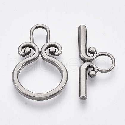 Non-Tarnish 304 Stainless Steel Toggle Clasps STAS-N087-07-1