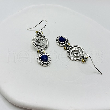 Alloy Natural Lapis Lazuli Dangle Earrings FS-WGF13EE-01-1