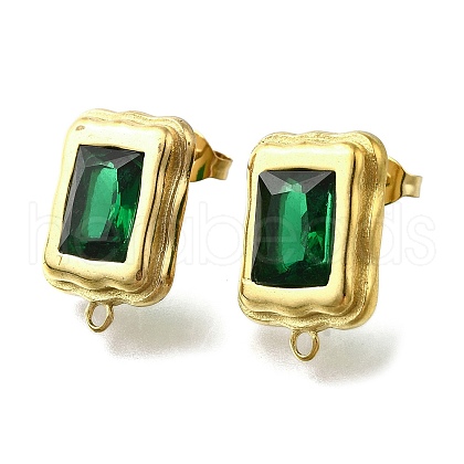 304 Stainless Steel Cubic Zirconia Stud Earring Findings STAS-B087-07B-G-1