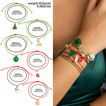 5Pcs 5 Styles Christmas Theme Alloy Enamel Charm Bracelets WG289FB-03-1