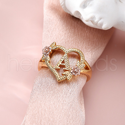 Heart with Flower Hollow Out Brass Finger Rings FS-WG99C3E-27-1