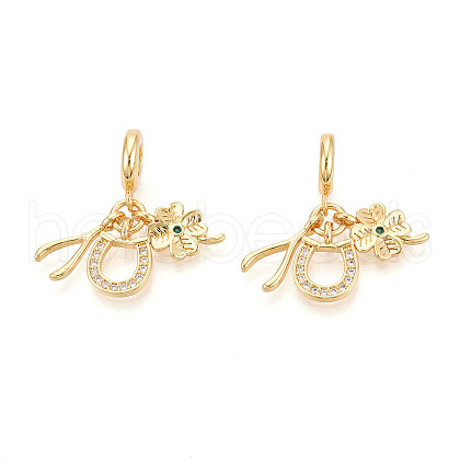 Brass Micro Pave Cubic Zirconia Pendants KK-N271-15G-1