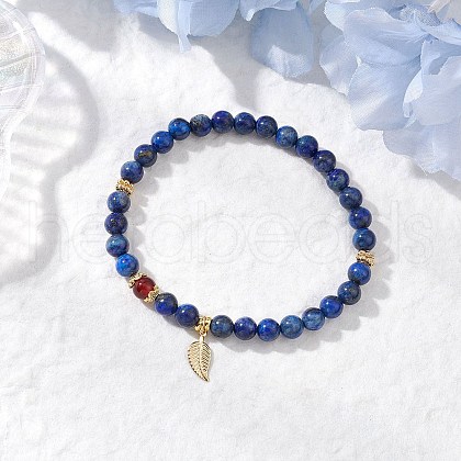 Natural Lapis Lazuli Stretch Bracelets BJEW-JB11964-01-1