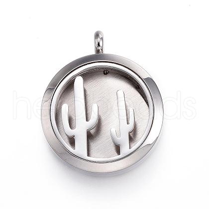 304 Stainless Steel Diffuser Locket Pendants STAS-D157-20I-1