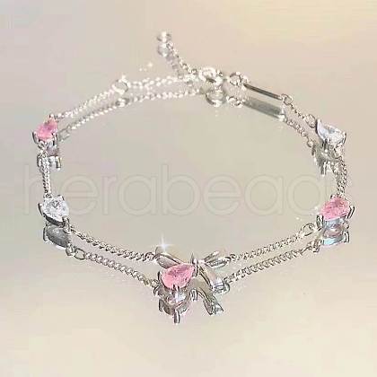 Alloy Pave Cubic Zirconia Bowknot Link Bracelets WG9EBEA-05-1