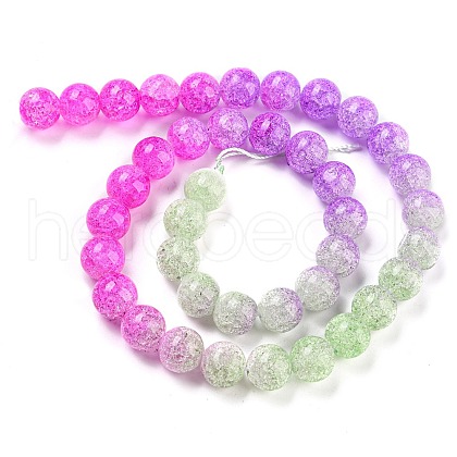 Spray Painted Crackle Glass Beads Strands DGLA-C002-10mm-08-1