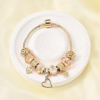 Alloy Enamel European Beads Charm Bracelets BJEW-F495-07G-1