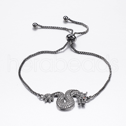Adjustable Brass Micro Pave Cubic Zirconia Bolo Bracelets BJEW-F302-02B-1