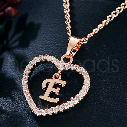 Alloy Crystal Rhinestone Heart with Initial Pendant Necklaces WGD4CFD-05-1