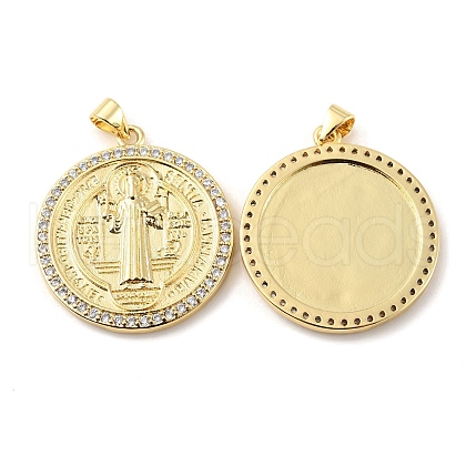 Rack Plating Brass Micro Pave Cubic Zirconia Pendants KK-C021-10G-02-1