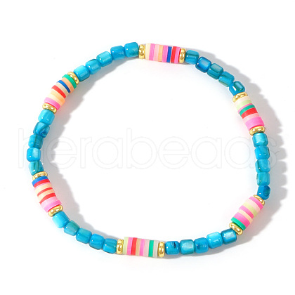 Cracked Natural Shell Beaded Bracelets for Women PD2665-1-1