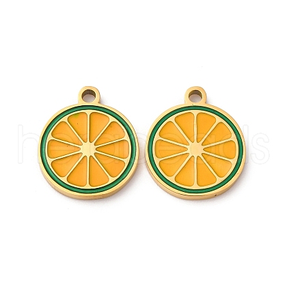Fruit Seris 304 Stainless Steel Enamel Charms STAS-U060-03G-03-1
