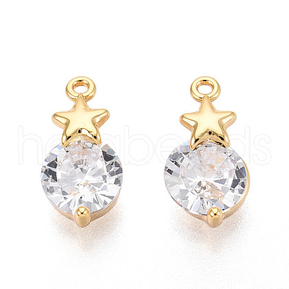 Brass Micro Pave Cubic Zirconia Charms KK-N263-73B-G-1