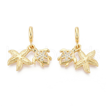 Brass Micro Pave Cubic Zirconia Pendants X-KK-N271-09G-1