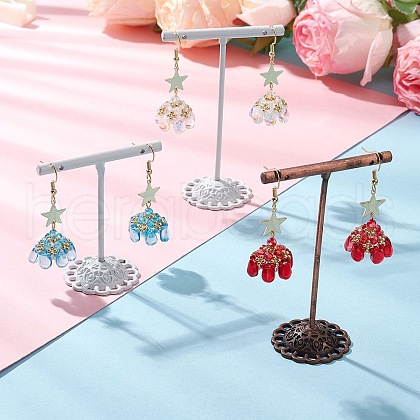 Star Glass Seed Beads Dangle Earrings EJEW-MZ00428-1