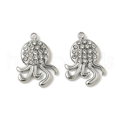 304 Stainless Steel Rhinestone Pendants STAS-V015-06P-1