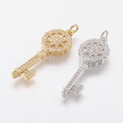 Brass Micro Pave Cubic Zirconia Pendants ZIRC-G104-04-1