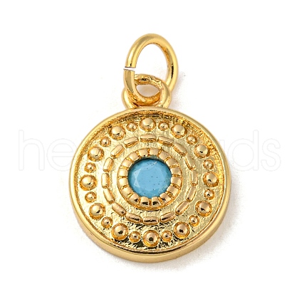 Rack Plating Brass Deep Sky Blue Micro Pave Deep Sky Blue Cubic Zirconia Pendants KK-A200-15G-1