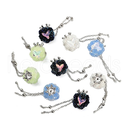 Handmade Polymer Clay Rhinestone Tassel Dangle Beads CLAY-H003-01M-1